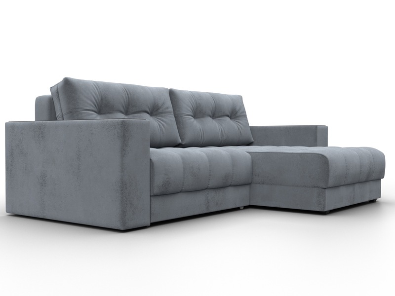 Диван угловой с декором Лига-049 НПБ, Велюр, TOWER 10 серый