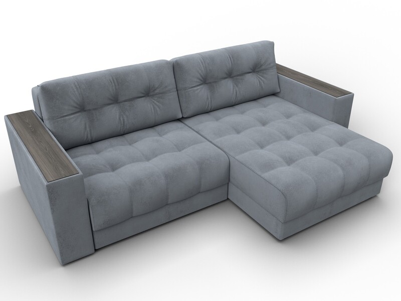 Диван угловой с декором Лига-049 НПБ, Велюр, TOWER 10 серый