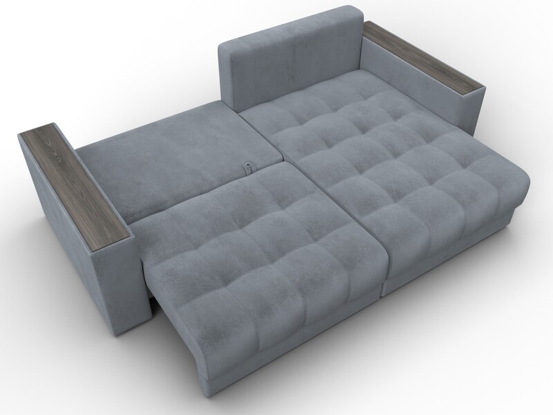 Диван угловой с декором Лига-049 НПБ, Велюр, TOWER 10 серый