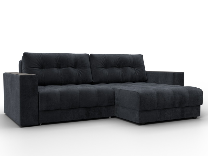 Диван угловой с декором Лига-049 НПБ, Велюр, TOWER 11 темно-серый