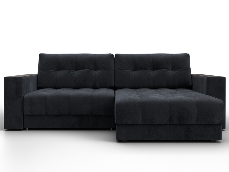 Диван угловой с декором Лига-049 НПБ, Велюр, TOWER 11 темно-серый