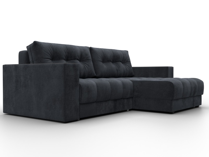 Диван угловой с декором Лига-049 НПБ, Велюр, TOWER 11 темно-серый