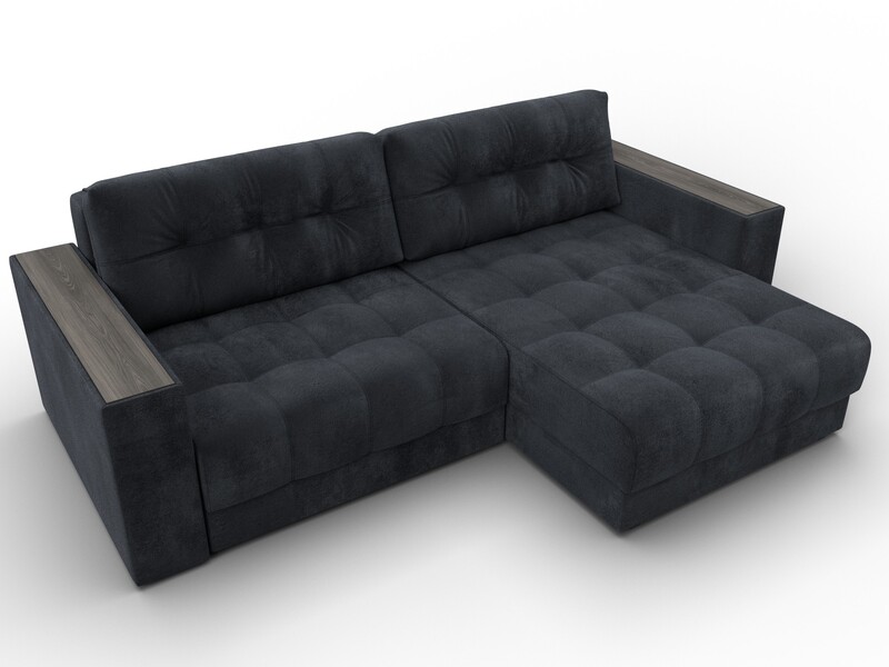 Диван угловой с декором Лига-049 НПБ, Велюр, TOWER 11 темно-серый