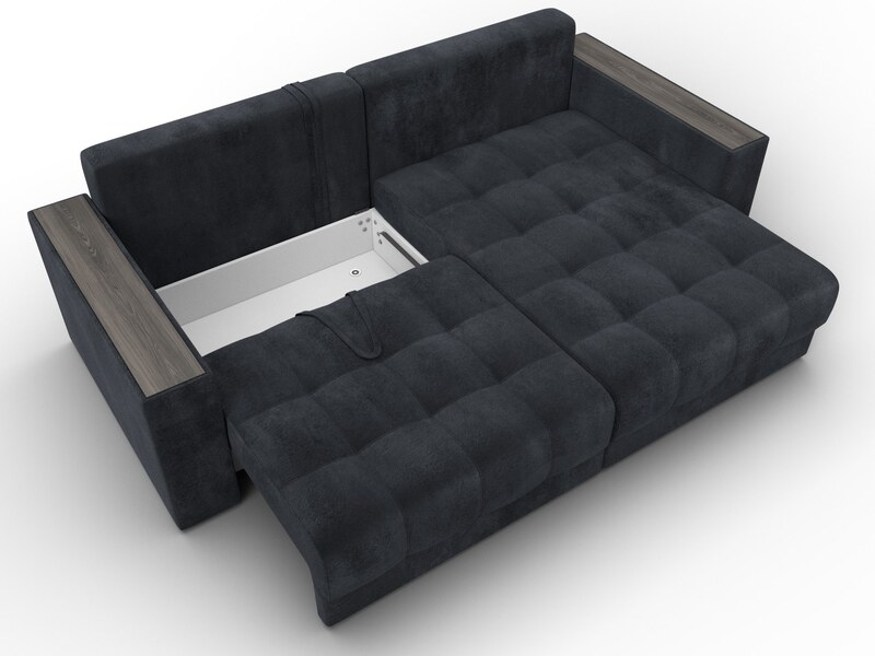 Диван угловой с декором Лига-049 НПБ, Велюр, TOWER 11 темно-серый