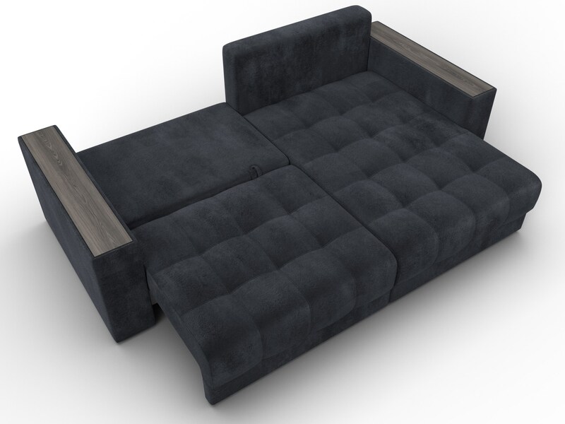 Диван угловой с декором Лига-049 НПБ, Велюр, TOWER 11 темно-серый