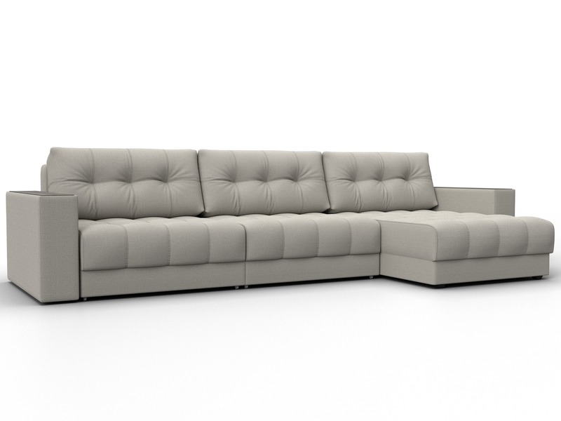 Диван угловой с декором Лига-049 НПБ Лонг, Рогожка, Амур 02 бежевый