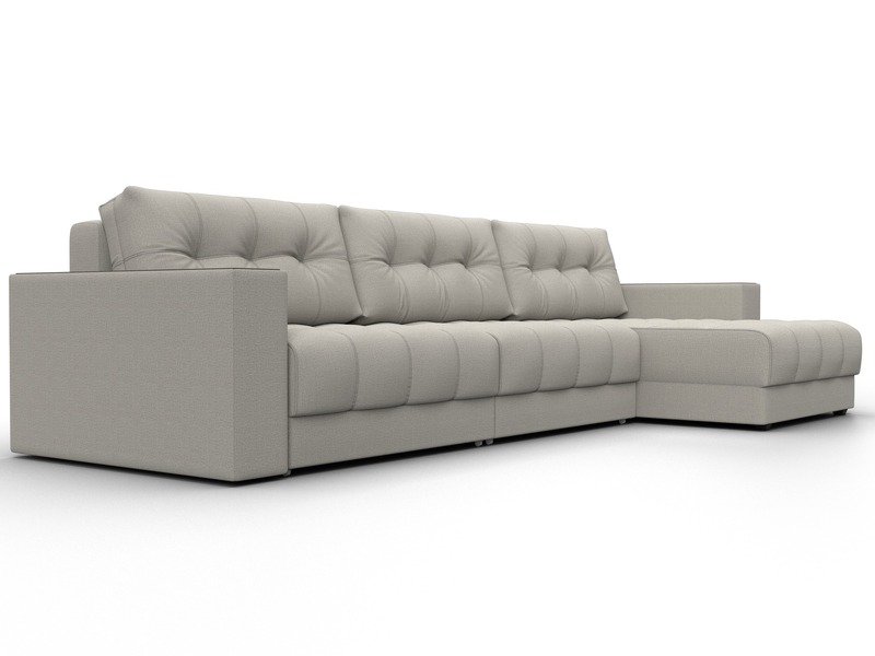 Диван угловой с декором Лига-049 НПБ Лонг, Рогожка, Амур 02 бежевый