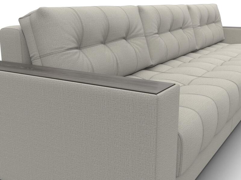 Диван угловой с декором Лига-049 НПБ Лонг, Рогожка, Амур 02 бежевый