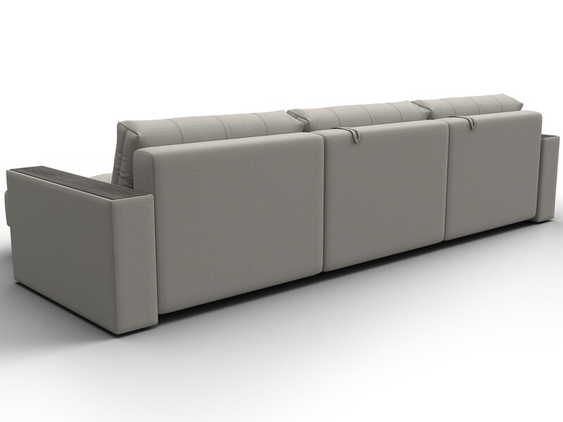 Диван угловой с декором Лига-049 НПБ Лонг, Рогожка, Амур 02 бежевый