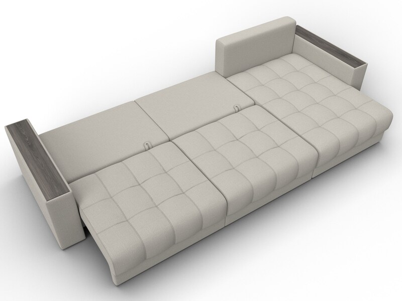 Диван угловой с декором Лига-049 НПБ Лонг, Рогожка, Амур 02 бежевый