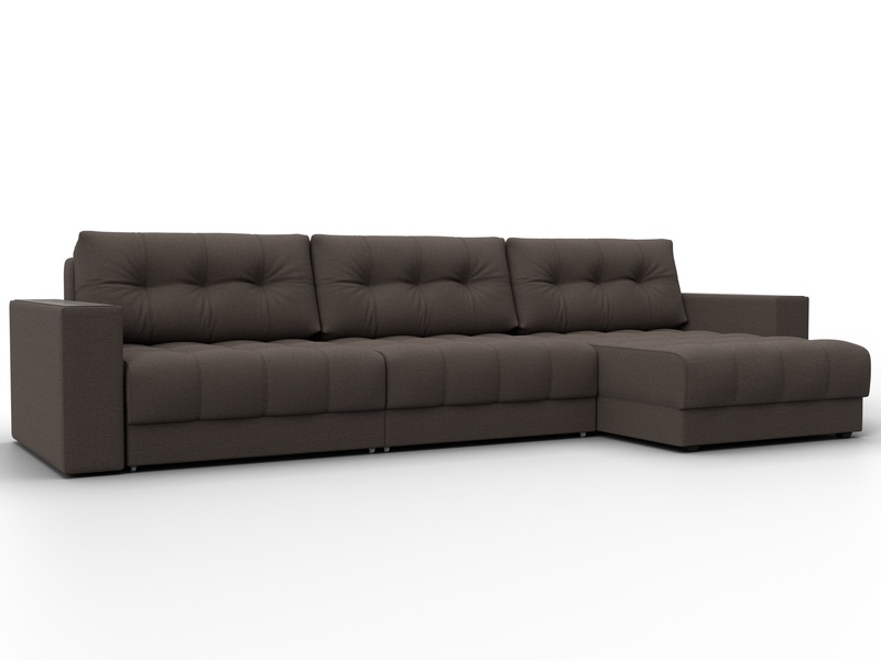 Диван угловой с декором Лига-049 НПБ Лонг, Рогожка, Амур 05 коричневый