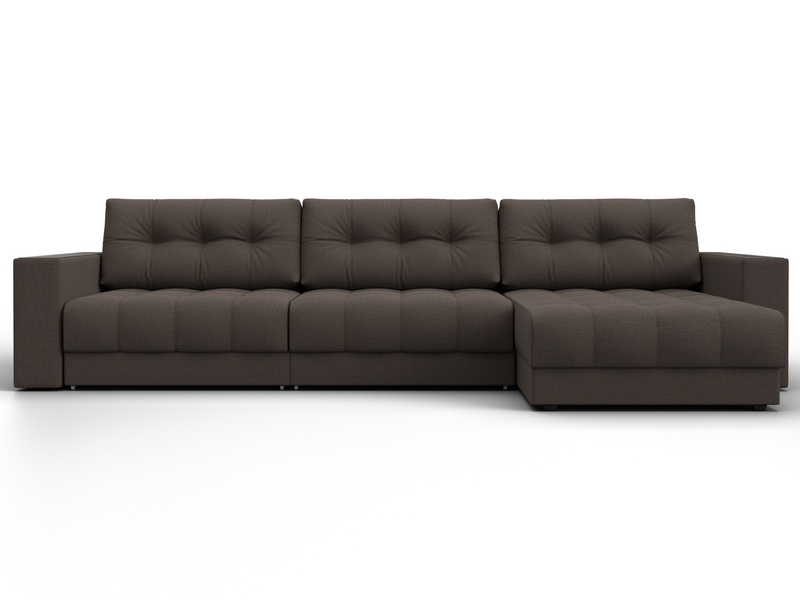 Диван угловой с декором Лига-049 НПБ Лонг, Рогожка, Амур 05 коричневый