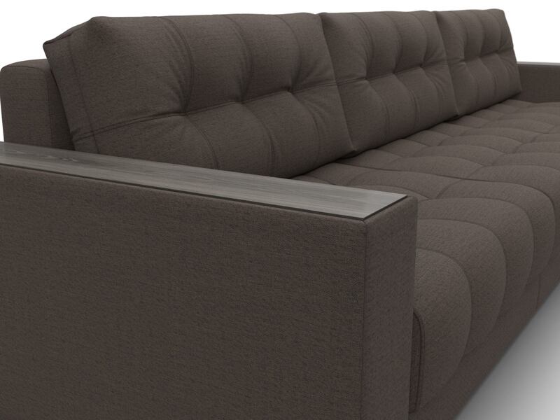 Диван угловой с декором Лига-049 НПБ Лонг, Рогожка, Амур 05 коричневый