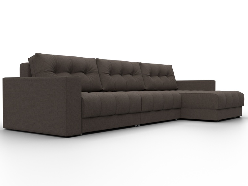 Диван угловой с декором Лига-049 НПБ Лонг, Рогожка, Амур 05 коричневый