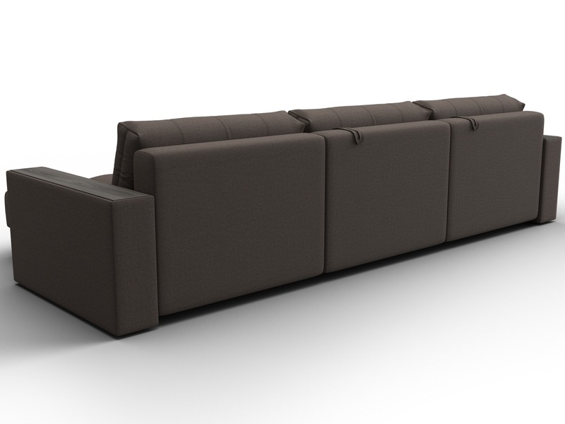 Диван угловой с декором Лига-049 НПБ Лонг, Рогожка, Амур 05 коричневый