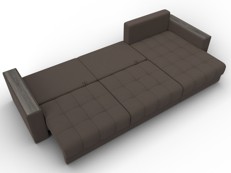 Диван угловой с декором Лига-049 НПБ Лонг, Рогожка, Амур 05 коричневый