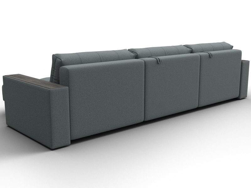 Диван угловой с декором Лига-049 НПБ Лонг, Рогожка, Амур 07 серый