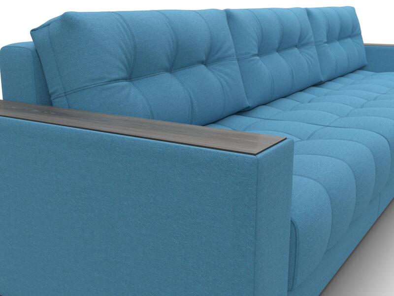 Диван угловой с декором Лига-049 НПБ Лонг, Рогожка, Амур 10 голубой