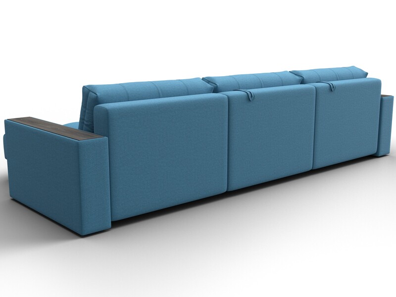 Диван угловой с декором Лига-049 НПБ Лонг, Рогожка, Амур 10 голубой