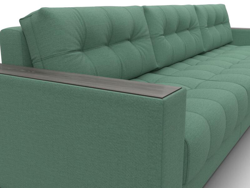 Диван угловой с декором Лига-049 НПБ Лонг, Рогожка, Амур 11 зеленый