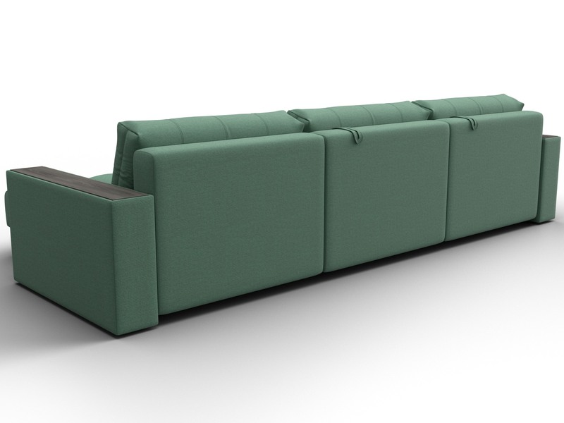 Диван угловой с декором Лига-049 НПБ Лонг, Рогожка, Амур 11 зеленый