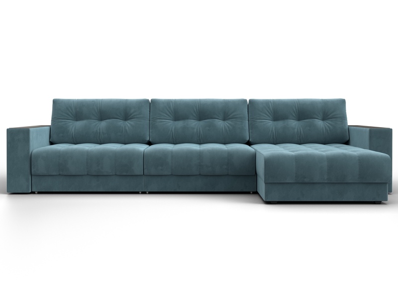 Диван угловой с декором Лига-049 НПБ Лонг, Велюр, SEVEN 113 бирюзовый