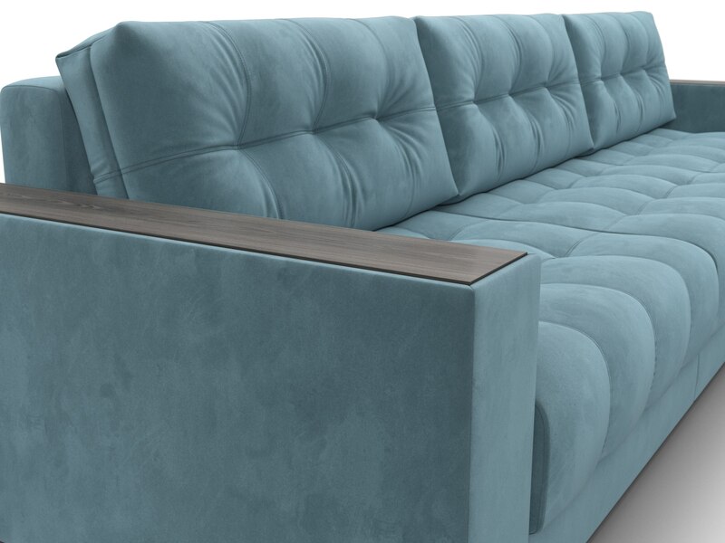 Диван угловой с декором Лига-049 НПБ Лонг, Велюр, SEVEN 113 бирюзовый