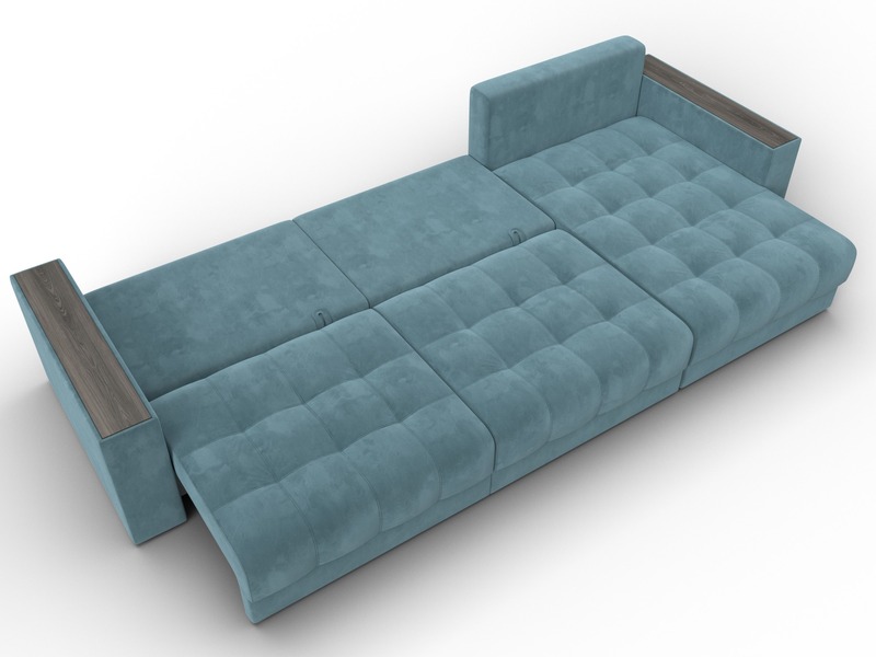 Диван угловой с декором Лига-049 НПБ Лонг, Велюр, SEVEN 113 бирюзовый