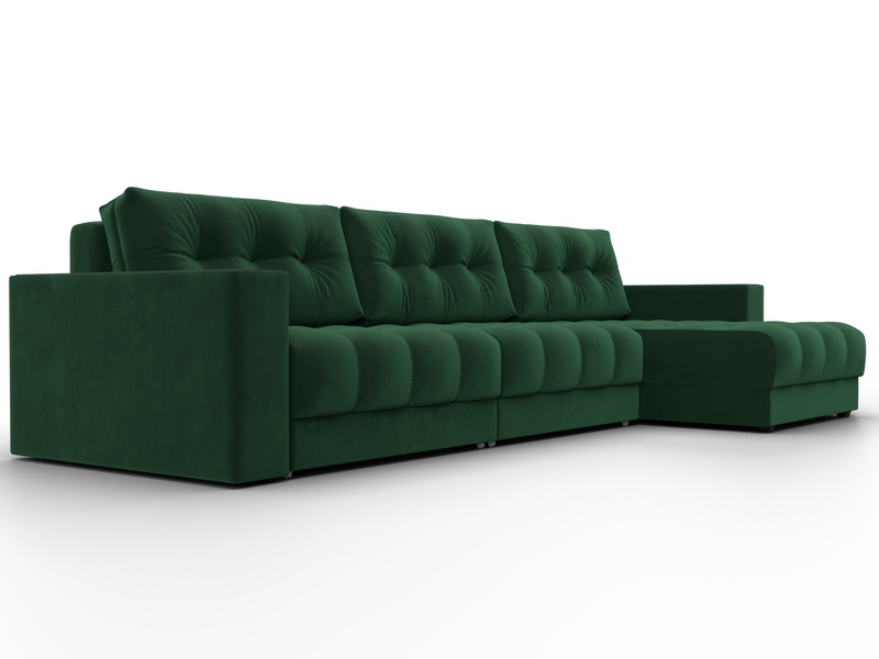 Диван угловой с декором Лига-049 НПБ Лонг, Велюр, SEVEN 626 зеленый