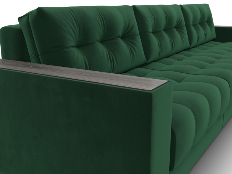 Диван угловой с декором Лига-049 НПБ Лонг, Велюр, SEVEN 626 зеленый