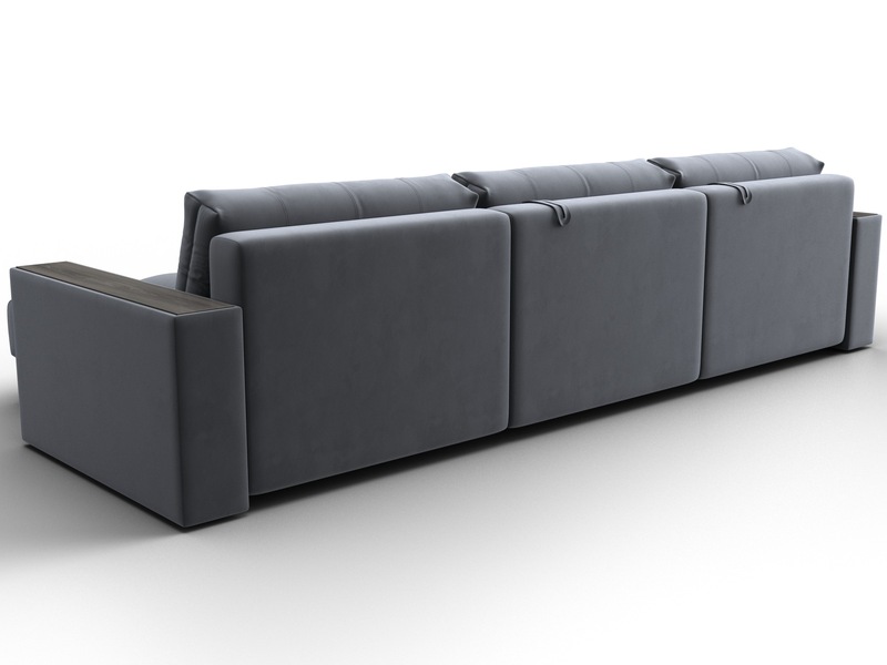 Диван угловой с декором Лига-049 НПБ Лонг, Велюр, SEVEN 17 серый