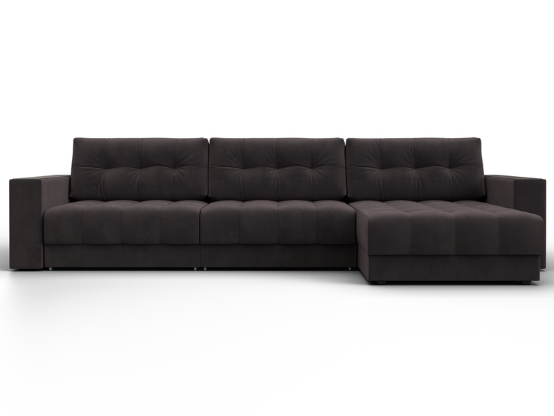 Диван угловой с декором Лига-049 НПБ Лонг, Велюр, SEVEN 727 коричневый