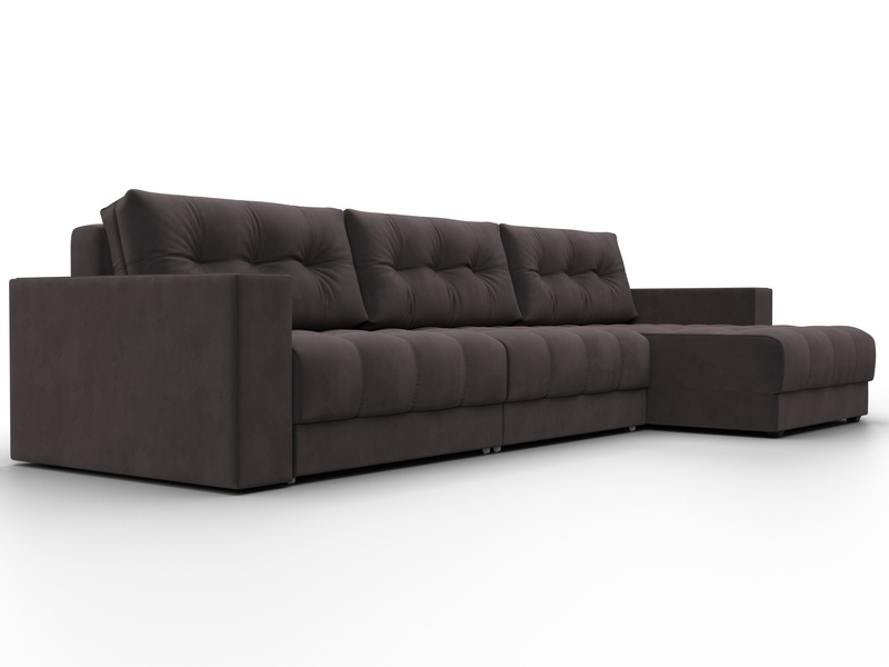 Диван угловой с декором Лига-049 НПБ Лонг, Велюр, SEVEN 727 коричневый