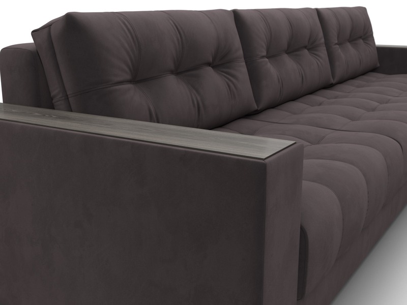 Диван угловой с декором Лига-049 НПБ Лонг, Велюр, SEVEN 727 коричневый