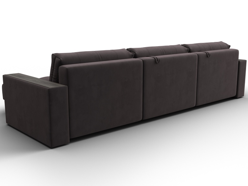 Диван угловой с декором Лига-049 НПБ Лонг, Велюр, SEVEN 727 коричневый