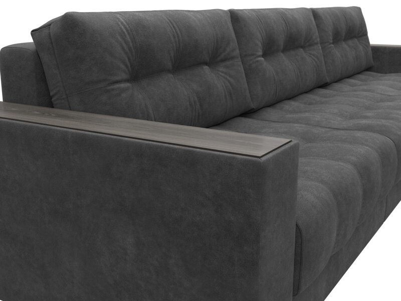 Диван угловой с декором Лига-049 НПБ Лонг, Велюр, BRUT 16 темно-серый