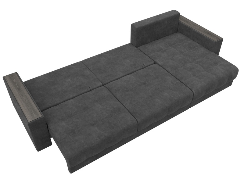 Диван угловой с декором Лига-049 НПБ Лонг, Велюр, BRUT 16 темно-серый