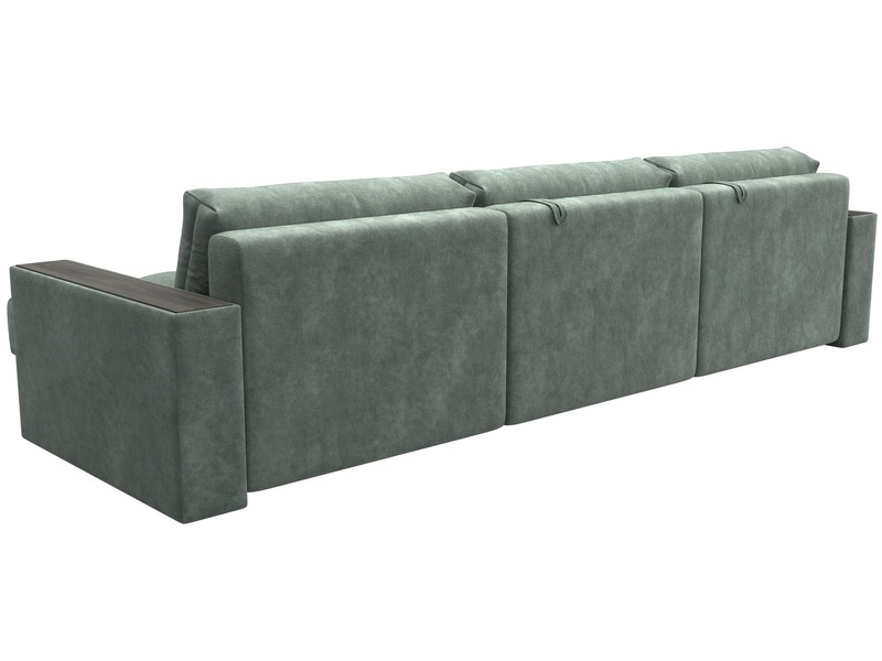 Диван угловой с декором Лига-049 НПБ Лонг, Велюр, BRUT 08 зеленый