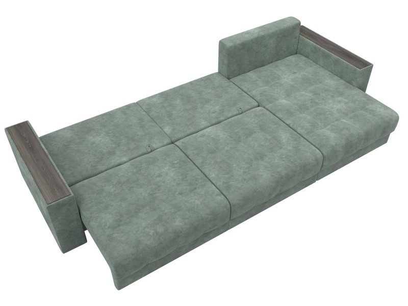 Диван угловой с декором Лига-049 НПБ Лонг, Велюр, BRUT 08 зеленый