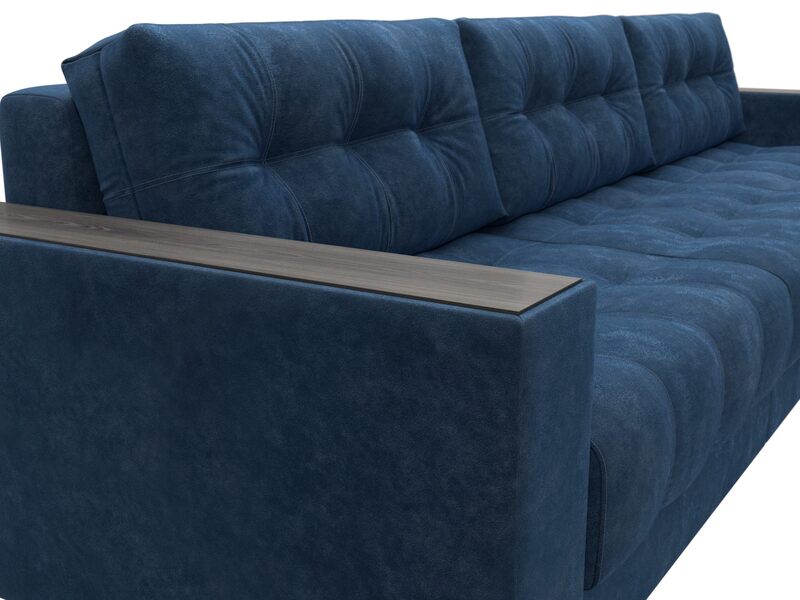Диван угловой с декором Лига-049 НПБ Лонг, Велюр, BRUT 11 синий