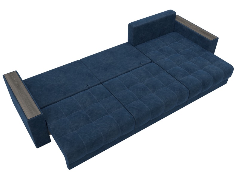 Диван угловой с декором Лига-049 НПБ Лонг, Велюр, BRUT 11 синий