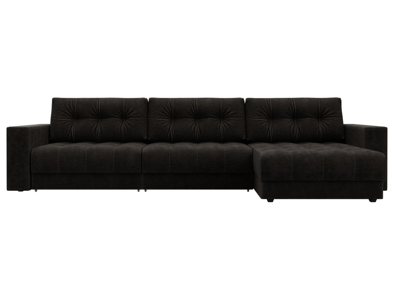 Диван угловой с декором Лига-049 НПБ Лонг, Велюр, BRUT 17 коричневый