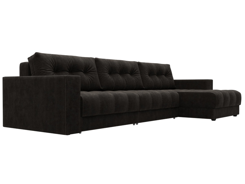 Диван угловой с декором Лига-049 НПБ Лонг, Велюр, BRUT 17 коричневый