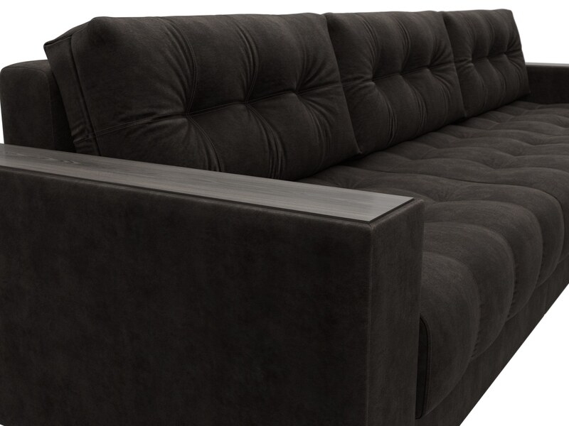 Диван угловой с декором Лига-049 НПБ Лонг, Велюр, BRUT 17 коричневый