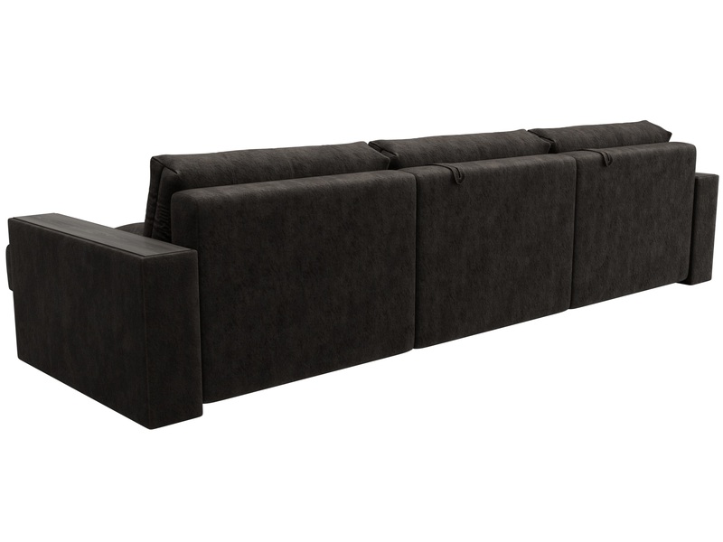 Диван угловой с декором Лига-049 НПБ Лонг, Велюр, BRUT 17 коричневый