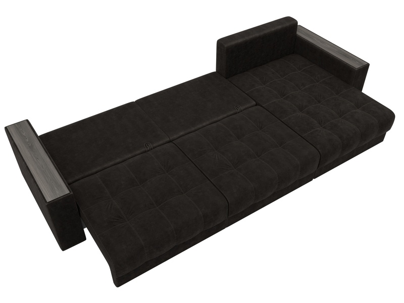 Диван угловой с декором Лига-049 НПБ Лонг, Велюр, BRUT 17 коричневый