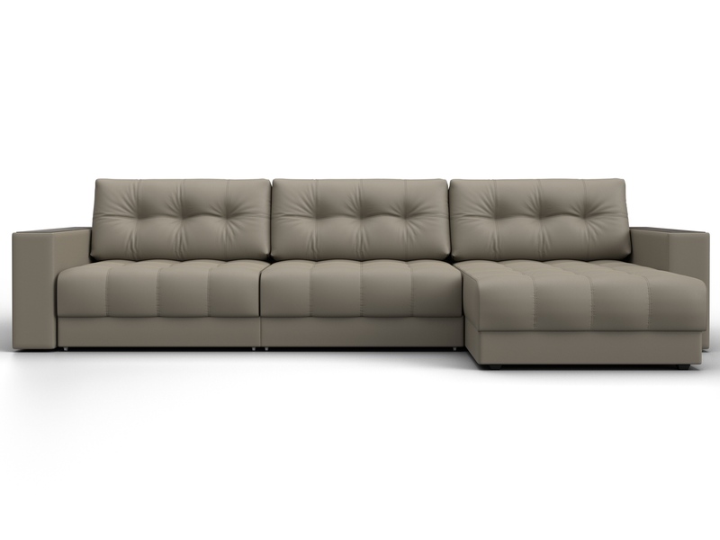 Диван угловой с декором Лига-049 НПБ Лонг, Экокожа, GRIFON 04 бежевый