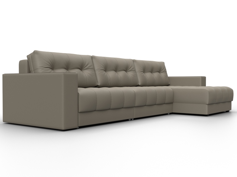 Диван угловой с декором Лига-049 НПБ Лонг, Экокожа, GRIFON 04 бежевый