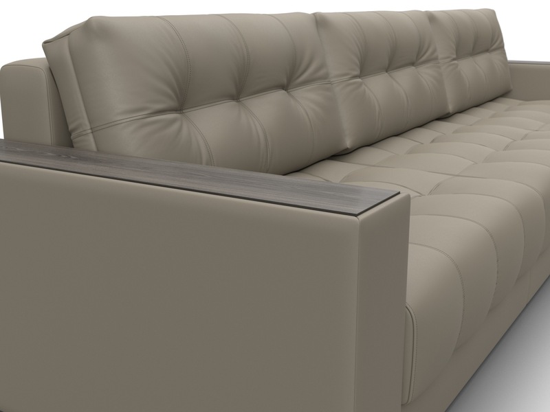 Диван угловой с декором Лига-049 НПБ Лонг, Экокожа, GRIFON 04 бежевый