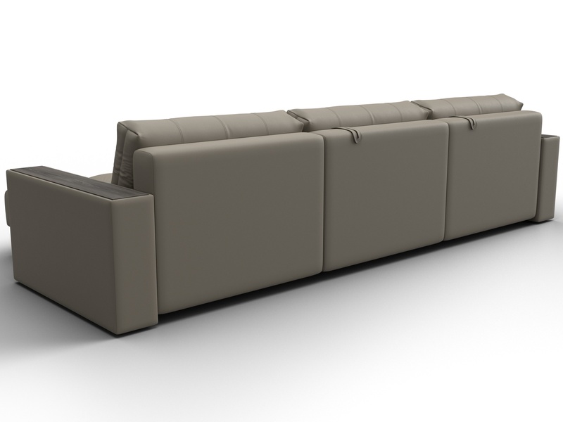 Диван угловой с декором Лига-049 НПБ Лонг, Экокожа, GRIFON 04 бежевый